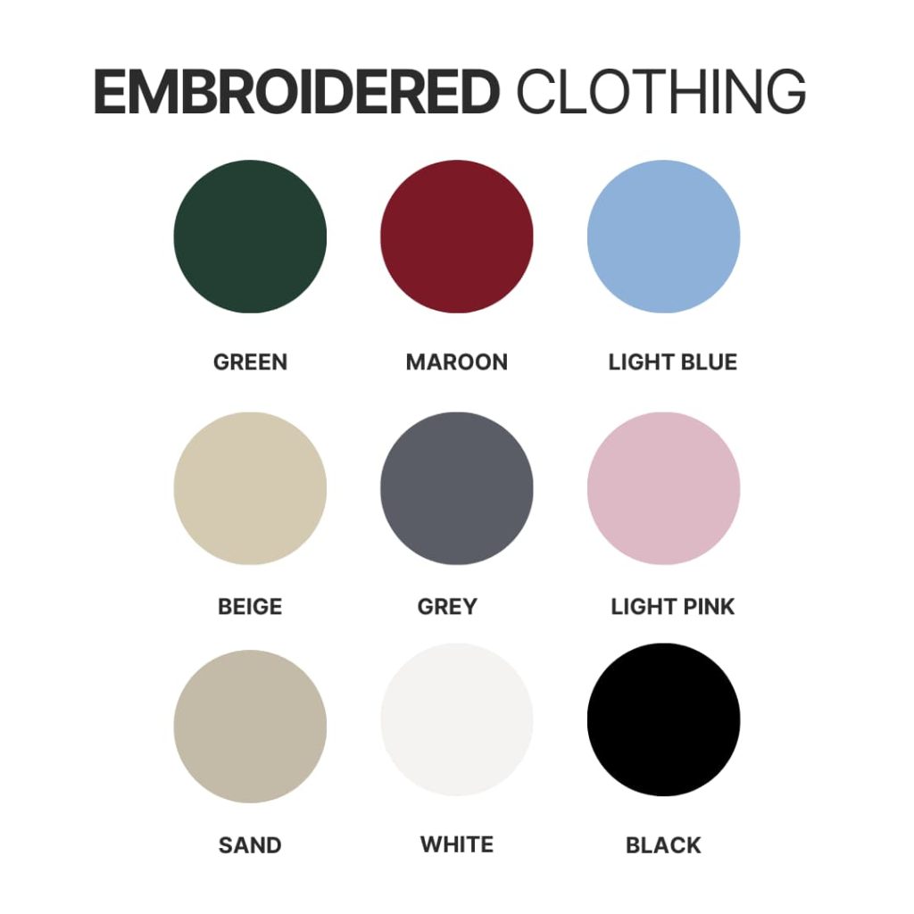 Embroidered clothing color chart 1 - Police Gifts UK