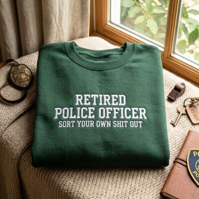 Police Retired Officer Law Enforcement Embroidered Sweatshirt