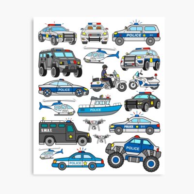 Police Cop Car Patrol Scene Poster