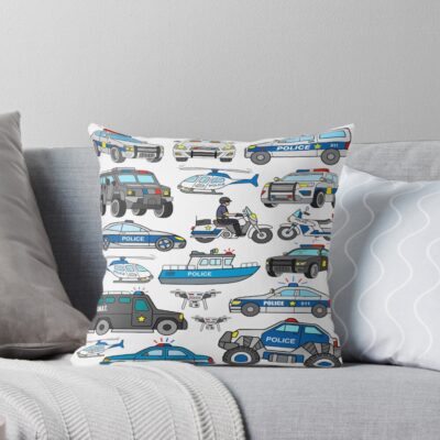 Police Cop Car Patrol Scene Throw Pillow
