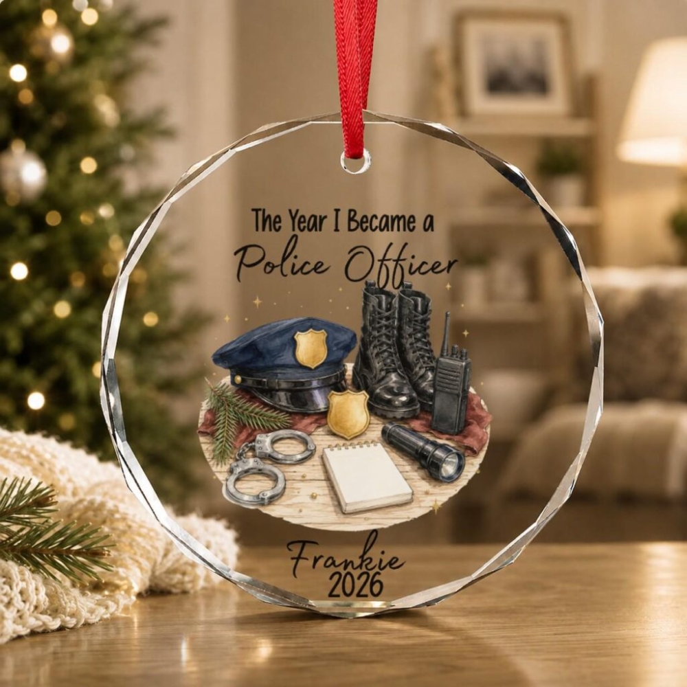 Police Christmas First Year Officer Badge Custom Ornament