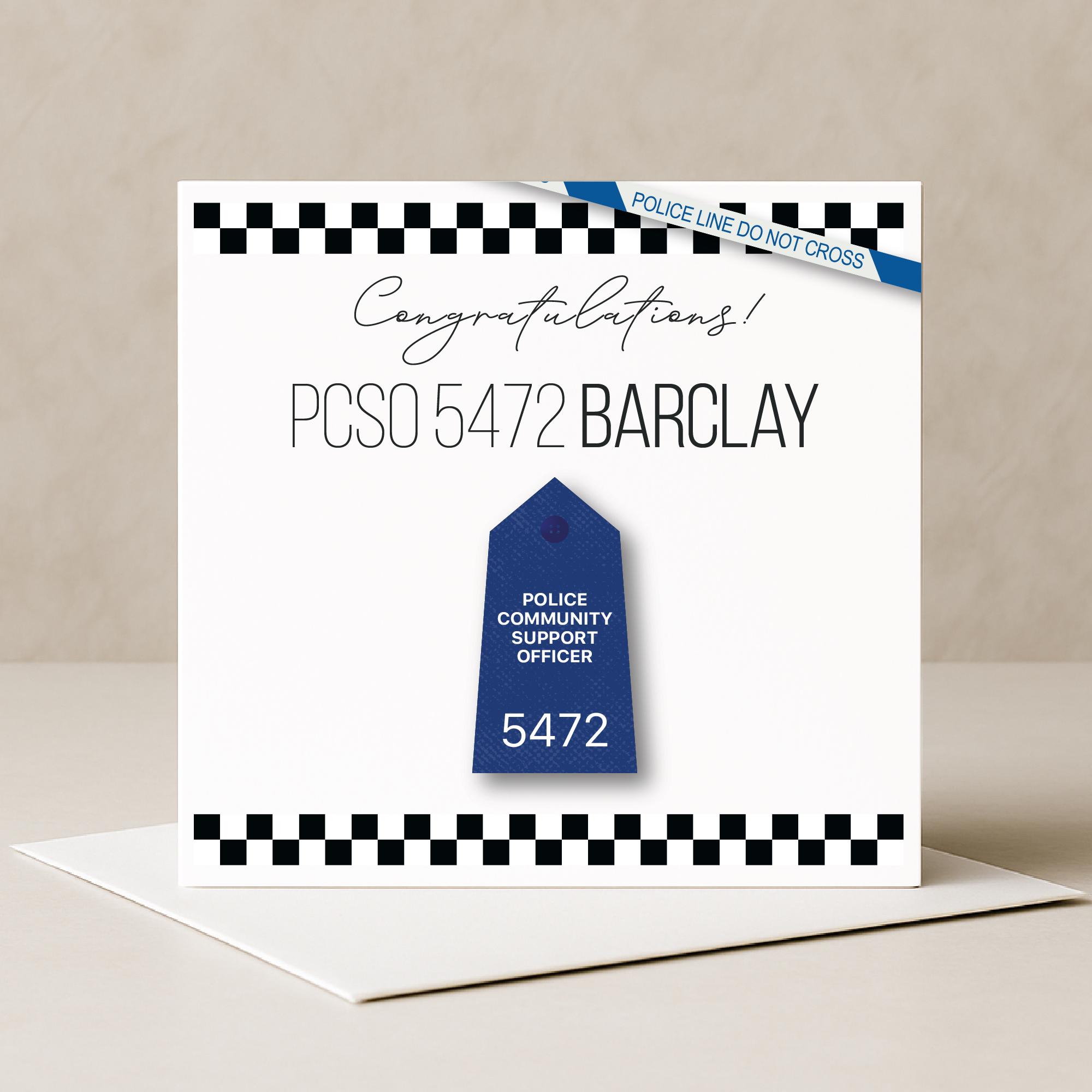 Police Retirement PCSO Checkerboard Epaulette Custom Greeting Card
