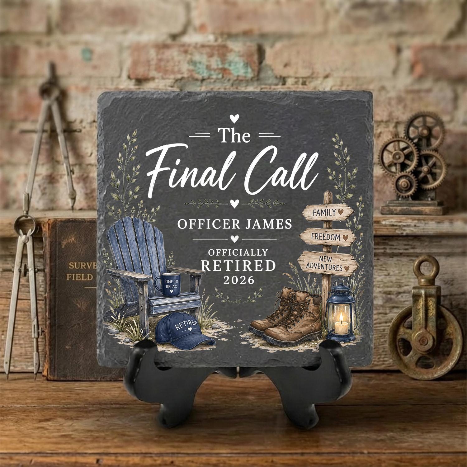 Police Retirement Final Call Service Years Custom Garden Stone