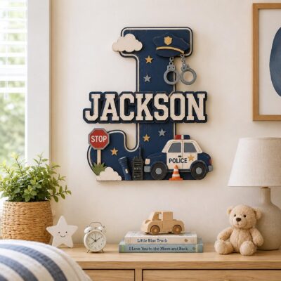 Police Graduation Wooden Police Car Custom Name Sign