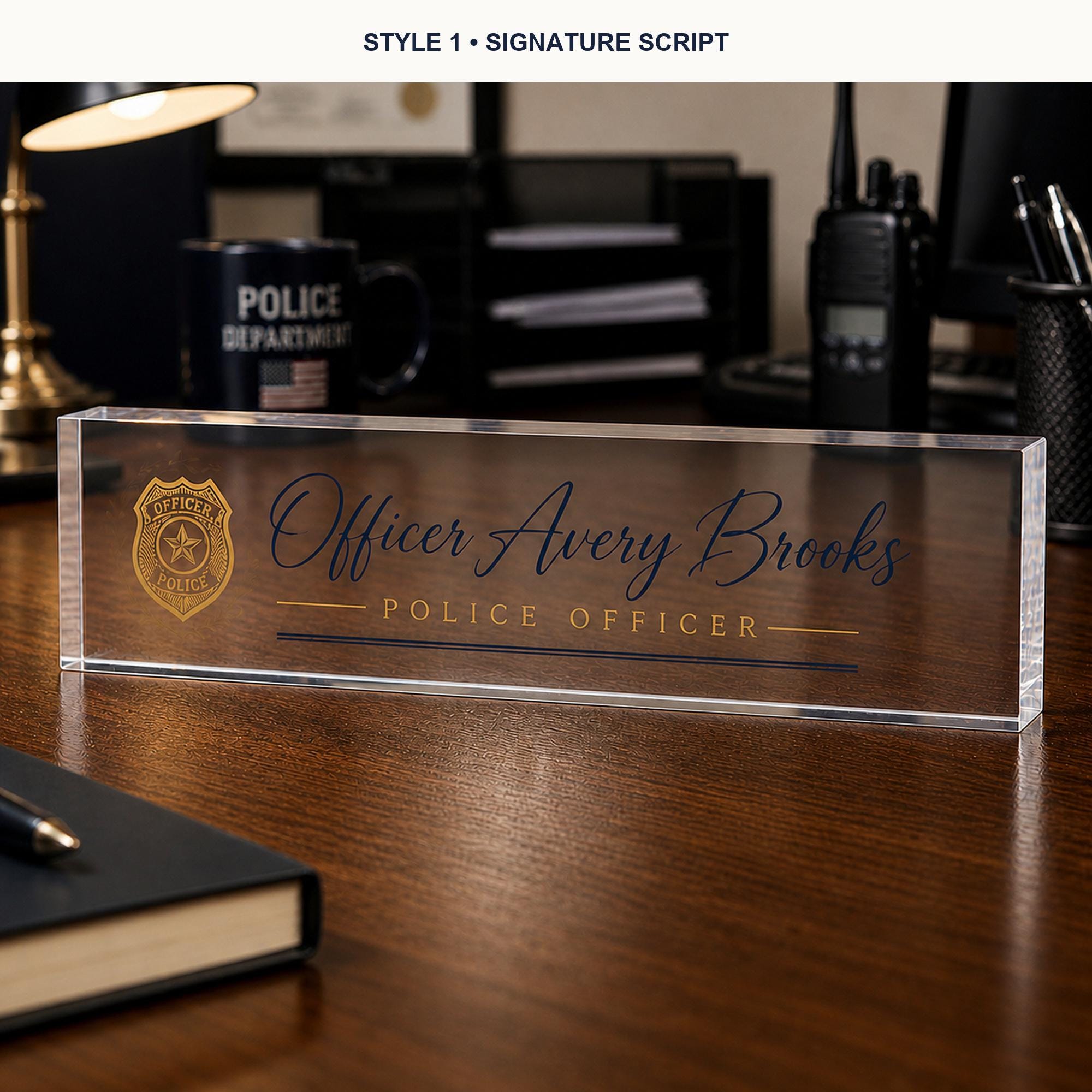 Police Graduation Badge Rank Acrylic Custom Desk Sign